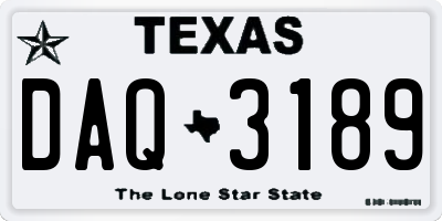TX license plate DAQ3189
