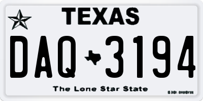 TX license plate DAQ3194