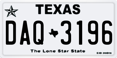 TX license plate DAQ3196