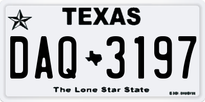 TX license plate DAQ3197