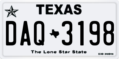 TX license plate DAQ3198