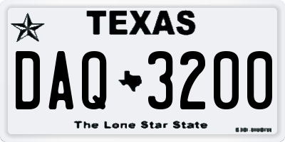 TX license plate DAQ3200