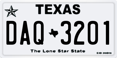 TX license plate DAQ3201
