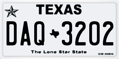 TX license plate DAQ3202