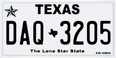 TX license plate DAQ3205