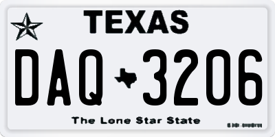 TX license plate DAQ3206