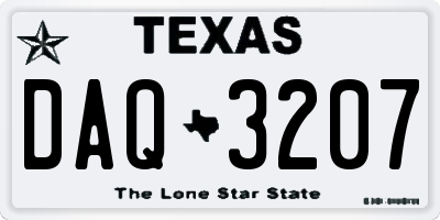 TX license plate DAQ3207