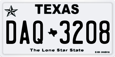 TX license plate DAQ3208