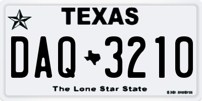 TX license plate DAQ3210