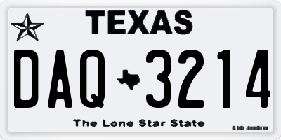 TX license plate DAQ3214