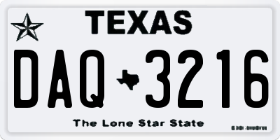 TX license plate DAQ3216