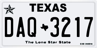 TX license plate DAQ3217