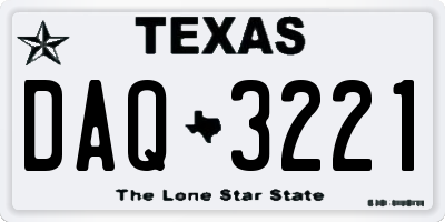 TX license plate DAQ3221