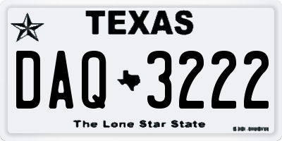 TX license plate DAQ3222