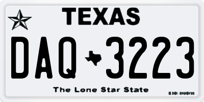 TX license plate DAQ3223