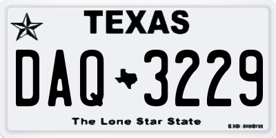 TX license plate DAQ3229