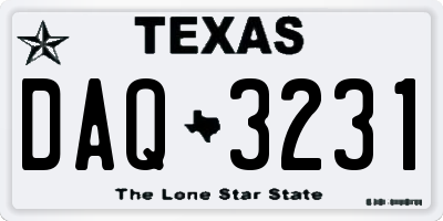 TX license plate DAQ3231