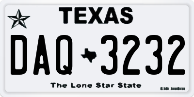 TX license plate DAQ3232