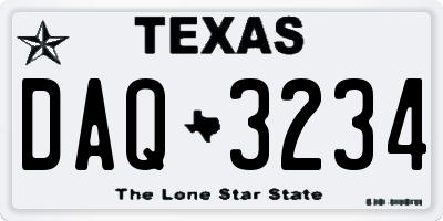 TX license plate DAQ3234