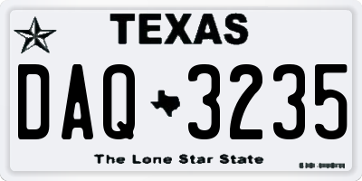 TX license plate DAQ3235