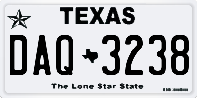 TX license plate DAQ3238