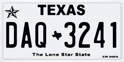 TX license plate DAQ3241