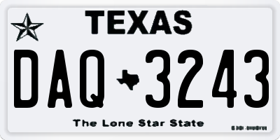 TX license plate DAQ3243