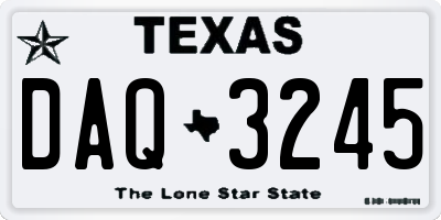 TX license plate DAQ3245