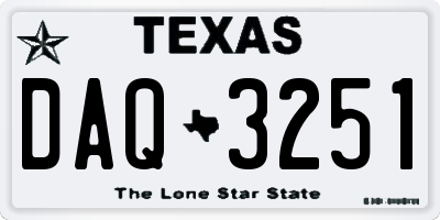 TX license plate DAQ3251