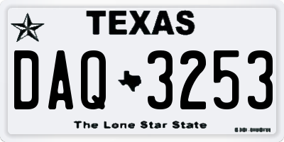 TX license plate DAQ3253