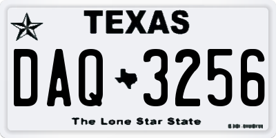 TX license plate DAQ3256