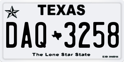 TX license plate DAQ3258