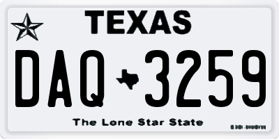 TX license plate DAQ3259
