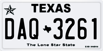 TX license plate DAQ3261