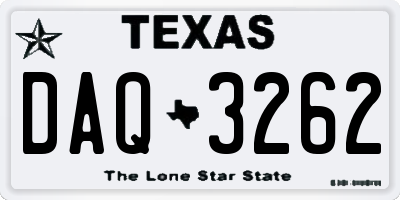 TX license plate DAQ3262
