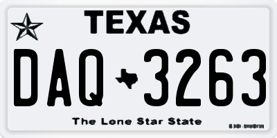 TX license plate DAQ3263