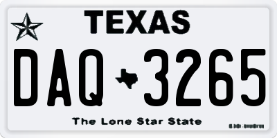 TX license plate DAQ3265
