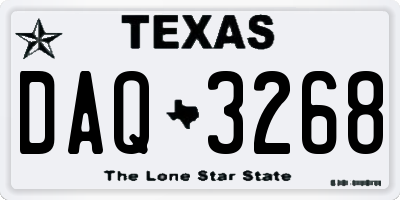 TX license plate DAQ3268