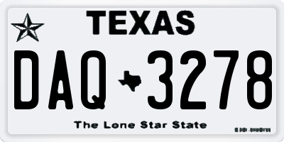 TX license plate DAQ3278