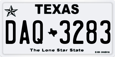 TX license plate DAQ3283