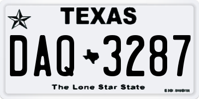 TX license plate DAQ3287