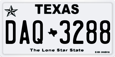 TX license plate DAQ3288