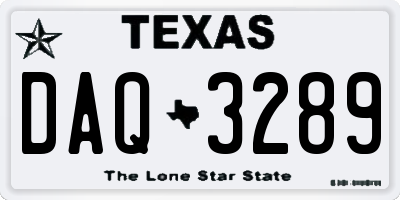 TX license plate DAQ3289