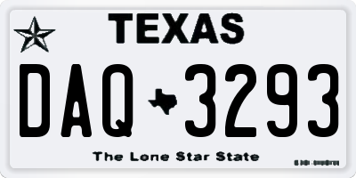 TX license plate DAQ3293