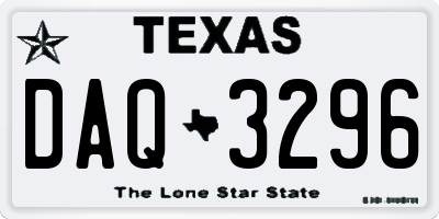 TX license plate DAQ3296