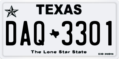 TX license plate DAQ3301