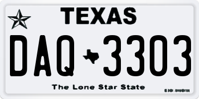 TX license plate DAQ3303