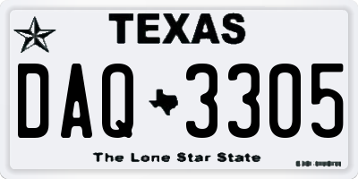 TX license plate DAQ3305