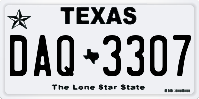 TX license plate DAQ3307