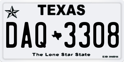 TX license plate DAQ3308